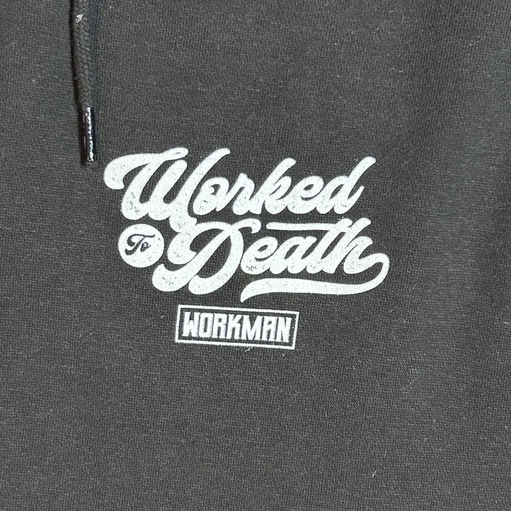 Workman Co. Black Pullover Fleece Hoodie Diesel Mechanics Have Bigger Tools Sz L - Picture 3 of 5